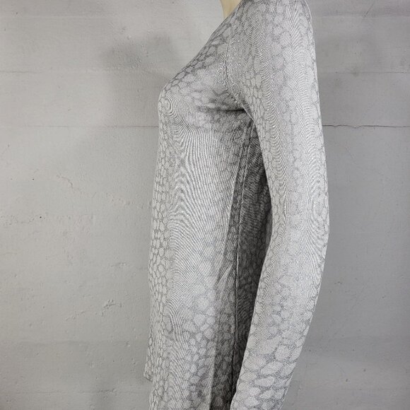 Cache gray silver animal print polka dot lightweight sweater knit top ladies XS - Picture 5 of 7